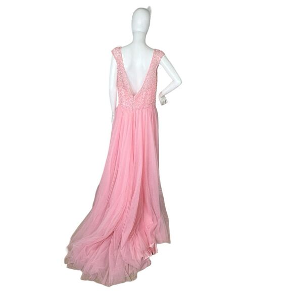 Sherri Hill Size 20 Gown Beaded Fit and Flare Formal Maxi Dress Light Pink - Picture 5 of 9